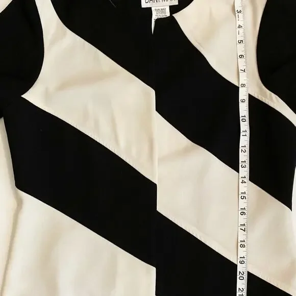Dani Max Blazer Open Front Striped Short Sleeve Jacket Black Off White - Picture 5 of 5